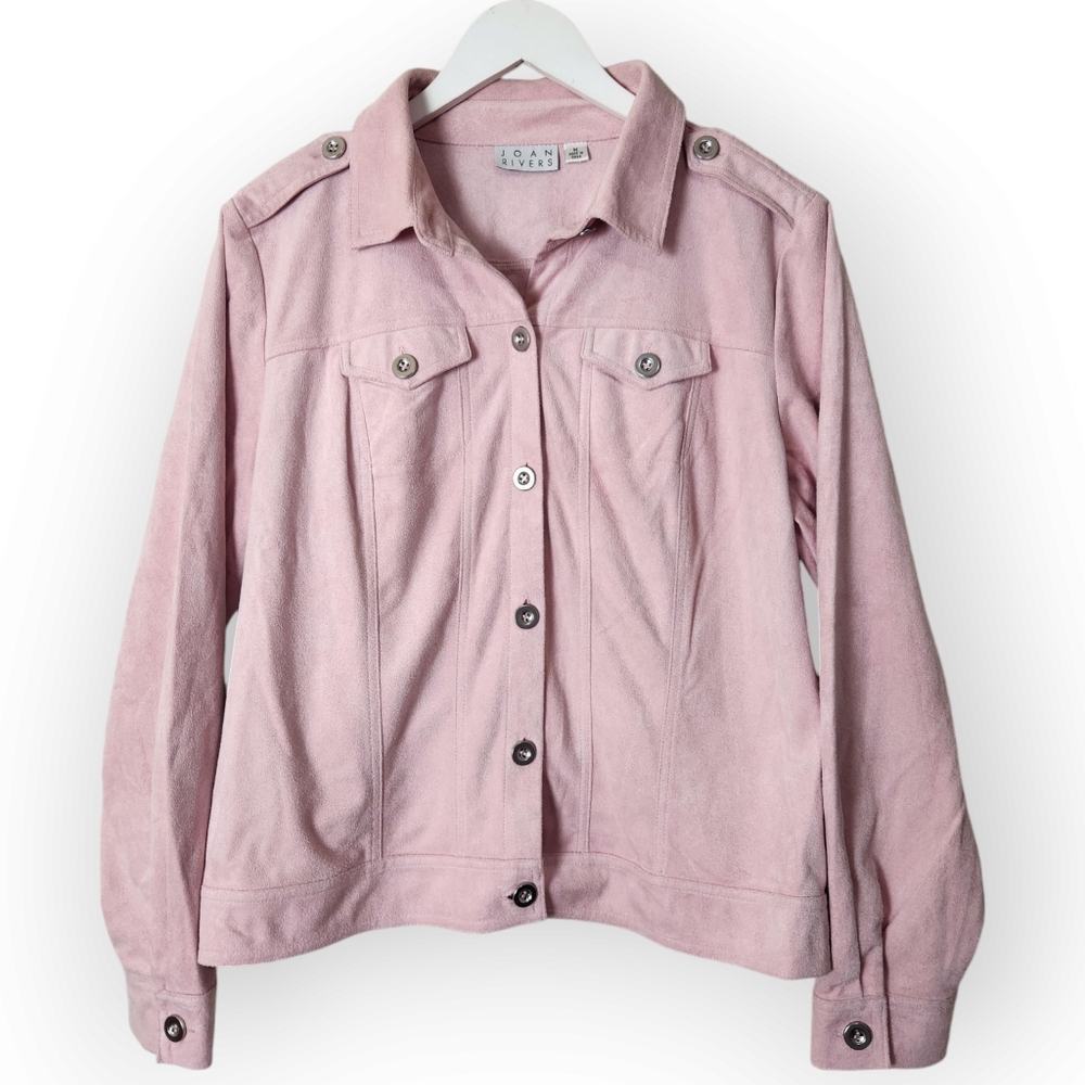 Joan Rivers Classic Faux Suede Pink Jacket/Shacket size Medium